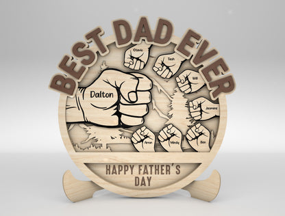 Personalized Best Dad Fist Bump Sign SVG Laser Cut File for Glowforge and xTool