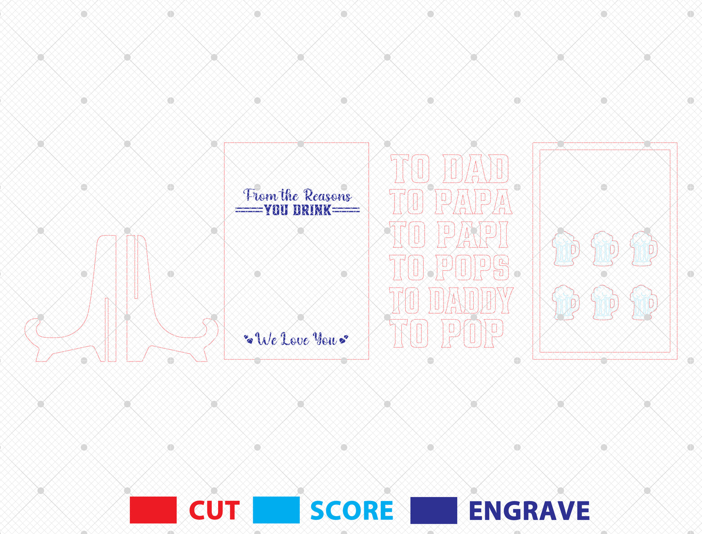 Personalized Dad Beer Sign SVG Bundle for Glowforge and xTool