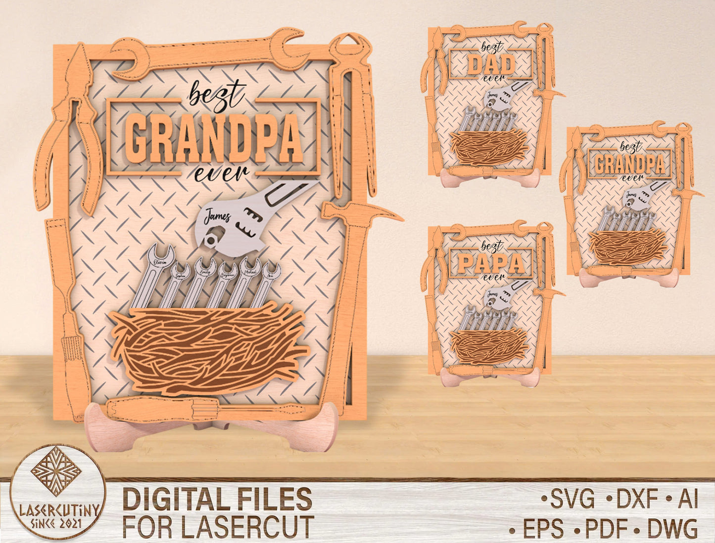 Personalized Tool Dad Sign SVG Laser Cut File for Glowforge and xTool