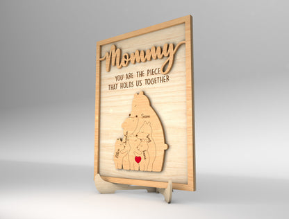 Mommy Bear Custom Name Family Sign SVG for xTool and Glowforge