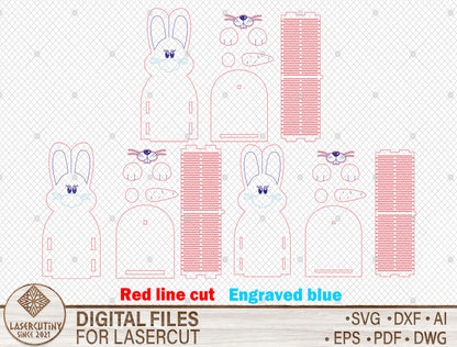 Easter Bunny Basket SVG Wooden Egg Holder 5 Designs for LightBurn and xTool