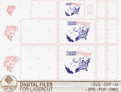 Fishing Photo Album SVG Bundle for Glowforge and xTool Laser Files