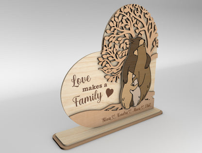 Bear Family Love Makes a Family Sign SVG for Glowforge