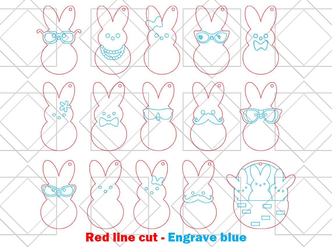Easter Bunny Earrings SVG Bundle 15 Cute Pastel Rabbit for Glowforge