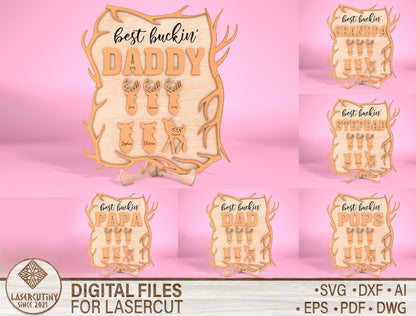 Best Buckin Daddy Hunting Sign SVG Laser Cut File for Glowforge