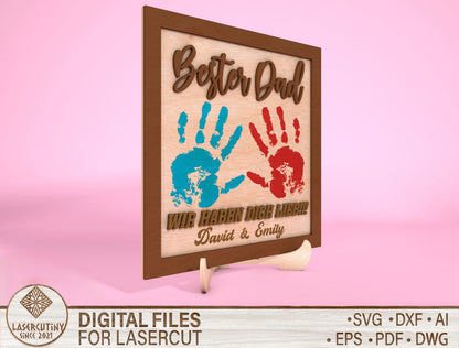 Personalized Handprint Papa Sign SVG Laser Cut File for Glowforge and LightBurn