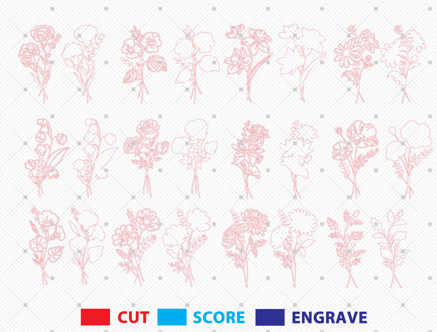 Floral Tabletop Decor SVG Bundle Laser Cut File for LightBurn and Glowforge