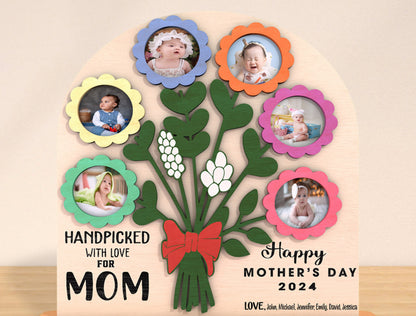 Handpicked With Love Mom Photo Frame SVG Bouquet for Glowforge