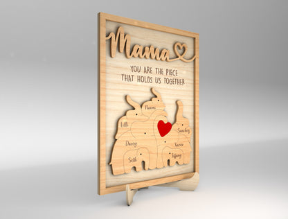 Custom Name Kids Family Sign SVG Multiple Mom Titles for LightBurn