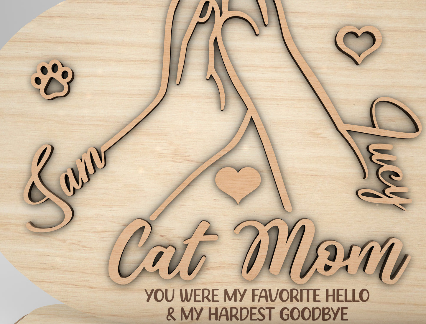 Cat Mom Paw Hands Sign SVG Pet Lover Gift for Glowforge and xTool
