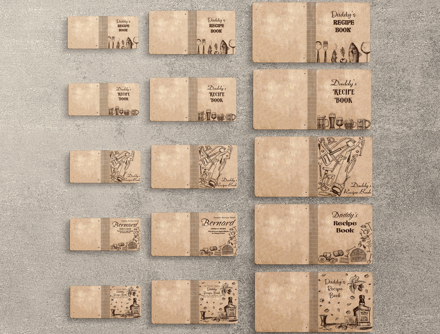 Daddy Recipe Book SVG Bundle for Glowforge and xTool Laser Files