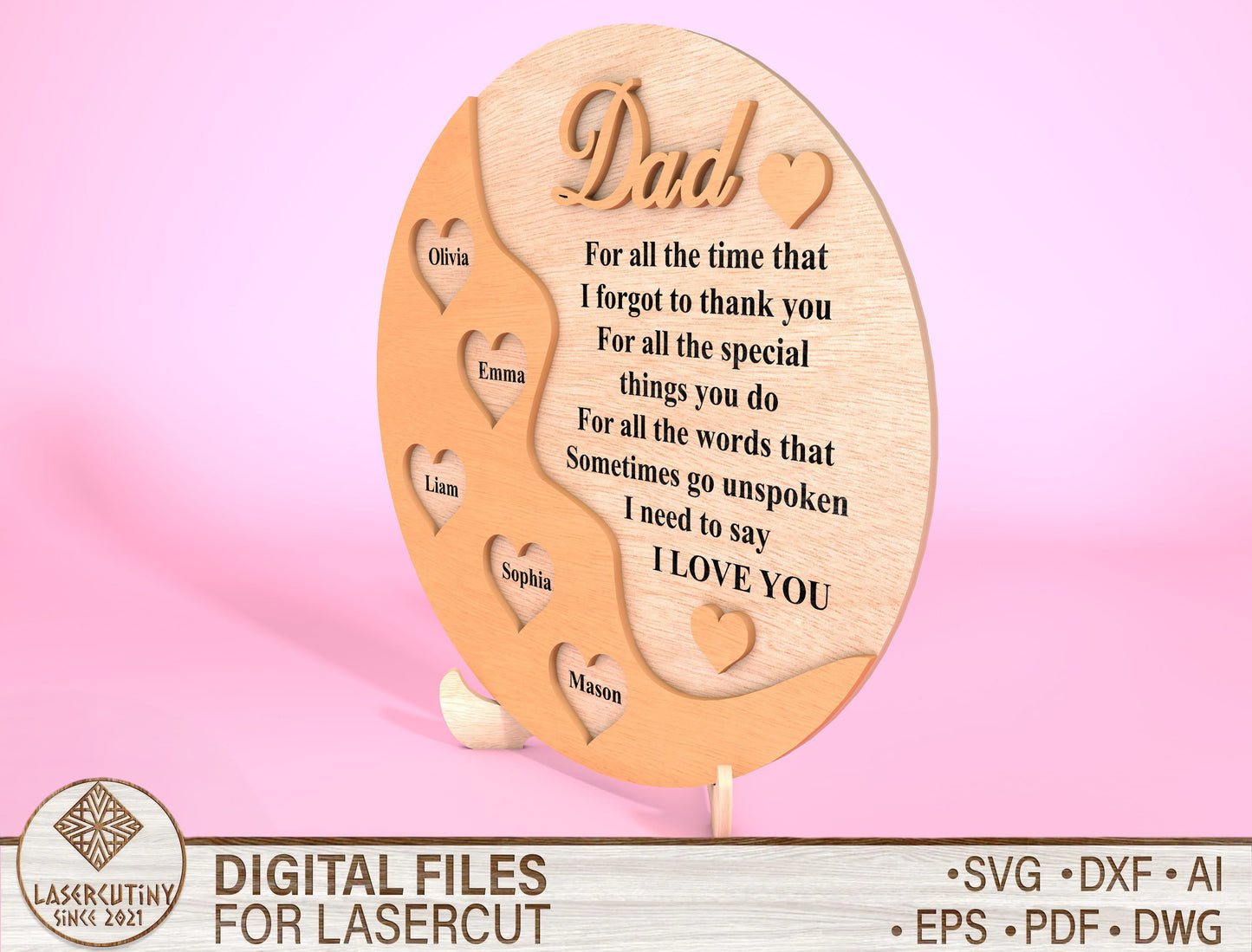 Personalized Dad Poem Sign SVG Laser Cut File for Glowforge and LightBurn