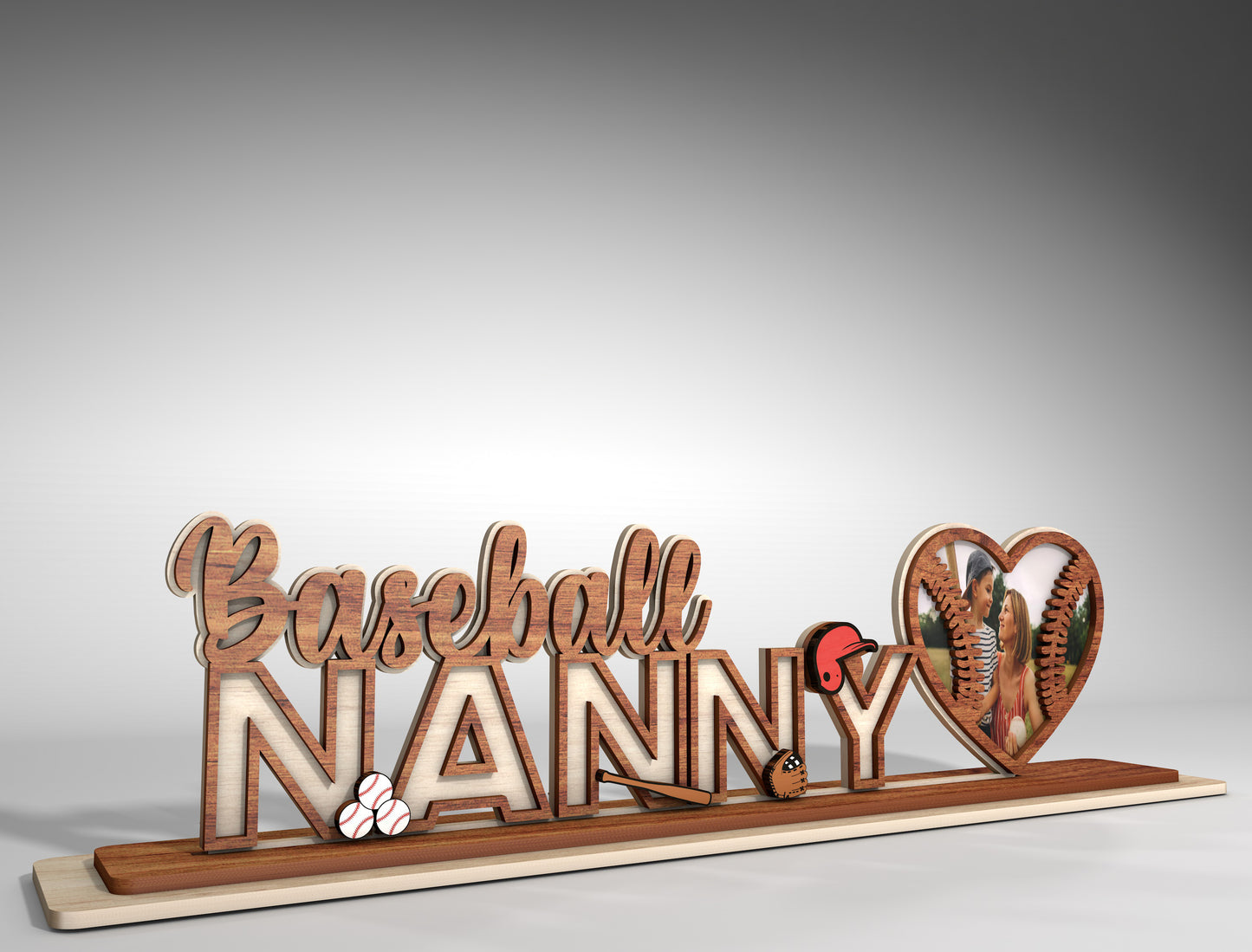 Personalized Sports Mom Photo Heart Sign SVG for LightBurn
