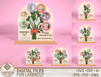 Handpicked With Love Floral Photo Frame SVG for Glowforge and xTool
