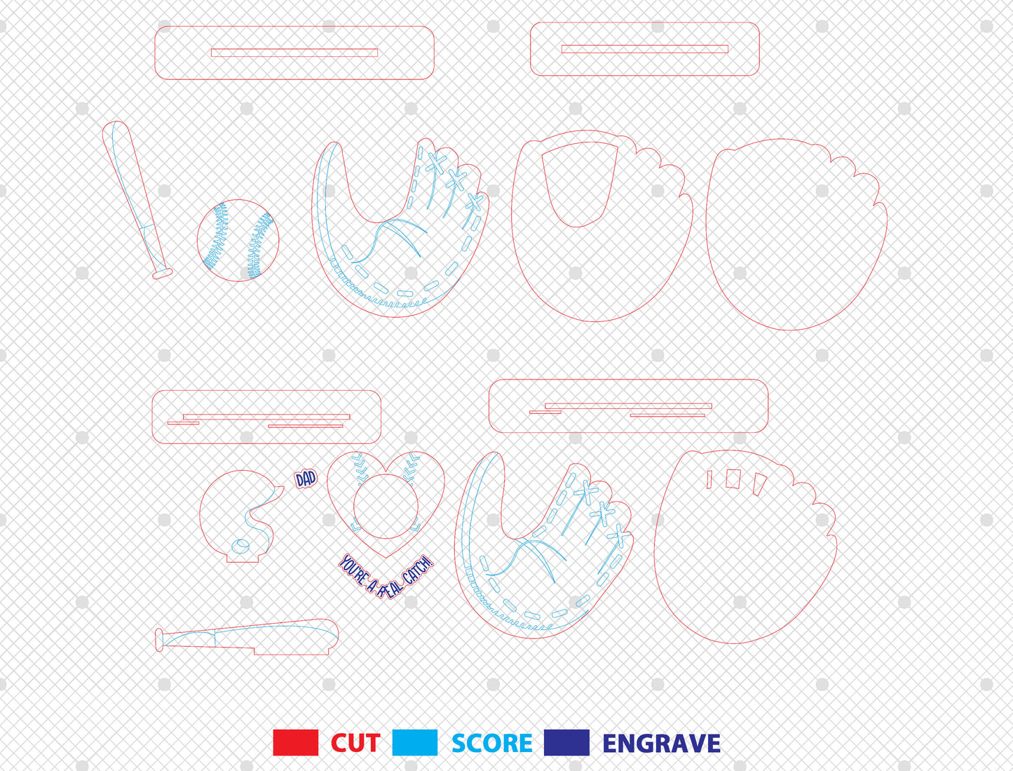 Baseball Photo Magnet SVG Bundle for Dad Laser Cut File