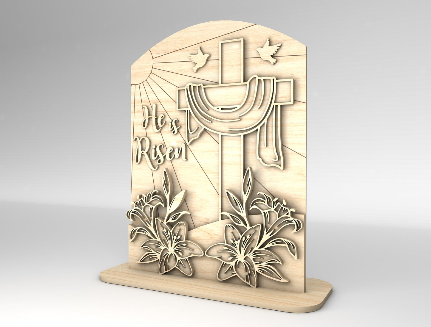 He Is Risen Easter Tabletop Sign SVG Set Religious for LightBurn and xTool