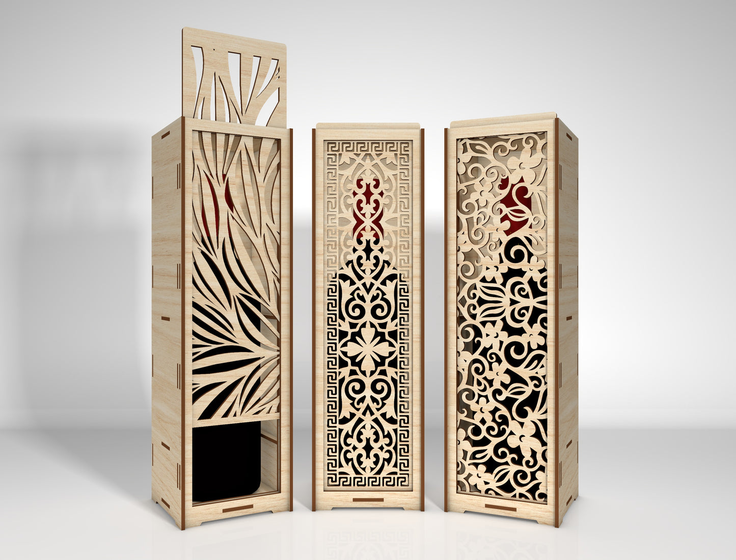 Wine Bottle Box Bundle SVG Laser Cut File for LightBurn and Glowforge