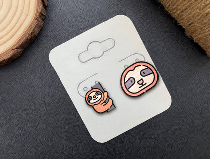 Sloth Stud Earrings SVG Laser Cut File for Glowforge and LightBurn