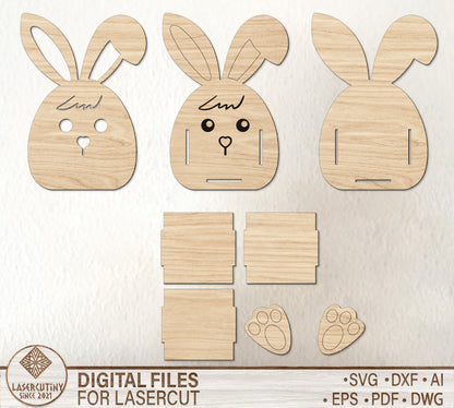Happy Easter Bunny Egg Basket SVG 6 Designs for Glowforge and xTool