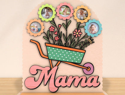 Mama Wheelbarrow Flower Photo Frame SVG Bundle for Glowforge and xTool
