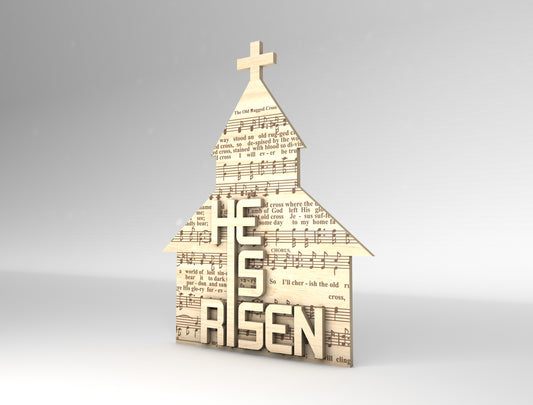Christian Church Tabletop Sign Set – Easter Day He Is Risen Decor – Laser Cut File – 3 Designs – Glowforge, xTool, LightBurn