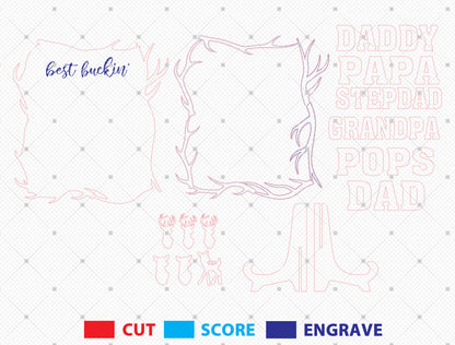 Best Buckin Daddy Hunting Sign SVG Laser Cut File for Glowforge