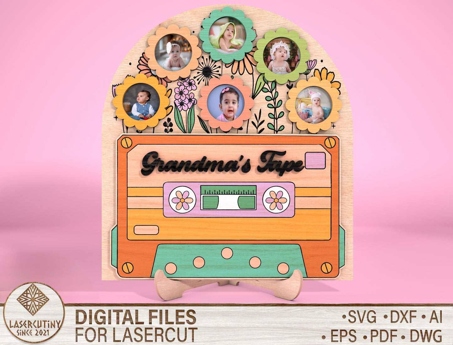 Mom Cassette Tape Photo Frame SVG for xTool and LightBurn