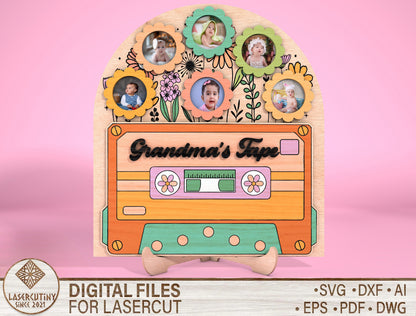 Mom Cassette Tape Photo Frame SVG for xTool and LightBurn