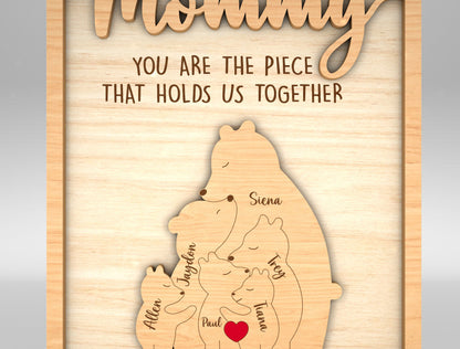 Mommy Bear Custom Name Family Sign SVG for xTool and Glowforge