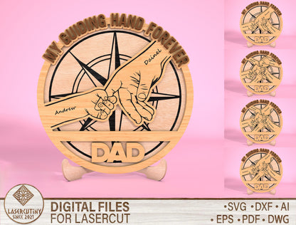 Personalized Dad Compass Sign SVG Laser Cut File for Glowforge and LightBurn