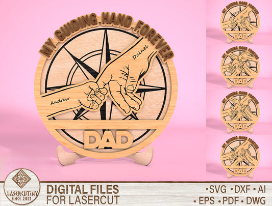 Personalized Dad Compass Sign SVG Laser Cut File for Glowforge and LightBurn