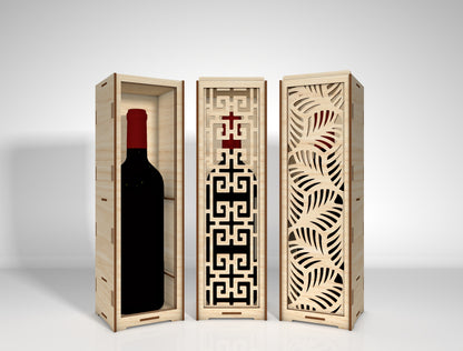 Wine Bottle Box Bundle SVG Laser Cut File for LightBurn and Glowforge