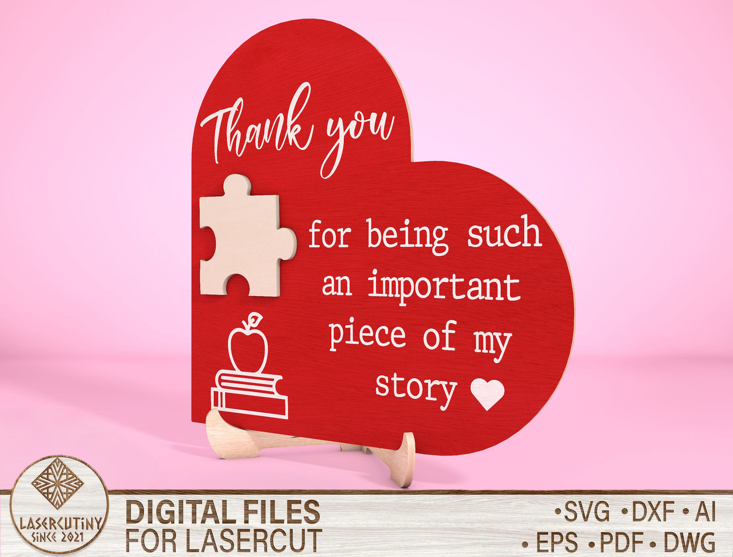 Teacher Puzzle Piece Sign “Important Piece Of My Story” for Glowforge