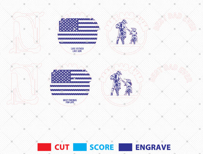 Father Son Patriotic Dad Sign SVG Laser Cut File for Glowforge and xTool