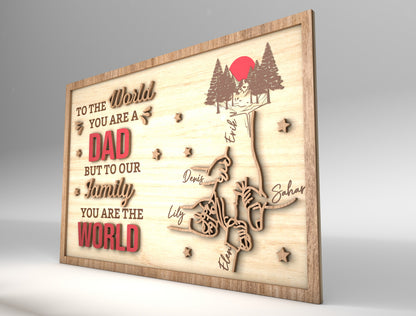 Personalized Dad Family Kids Hands Sign SVG Laser Cut File for LightBurn and xTool