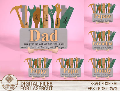 Personalized Dad Tool Sign SVG Laser Cut File for Glowforge and LightBurn