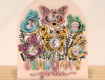 Grandma's Garden Butterfly Photo Frame SVG for LightBurn and xTool