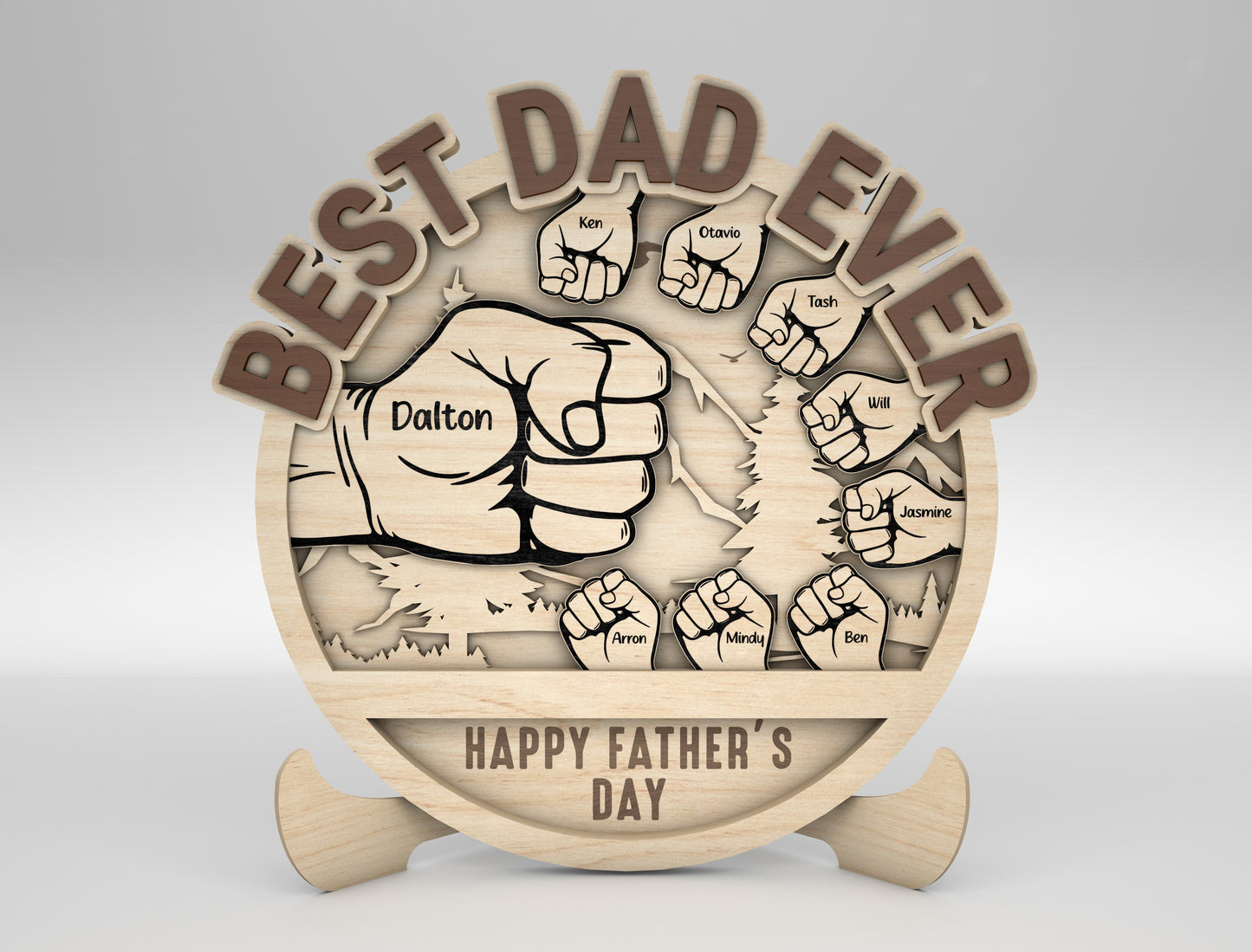 Personalized Best Dad Fist Bump Sign SVG Laser Cut File for Glowforge and xTool