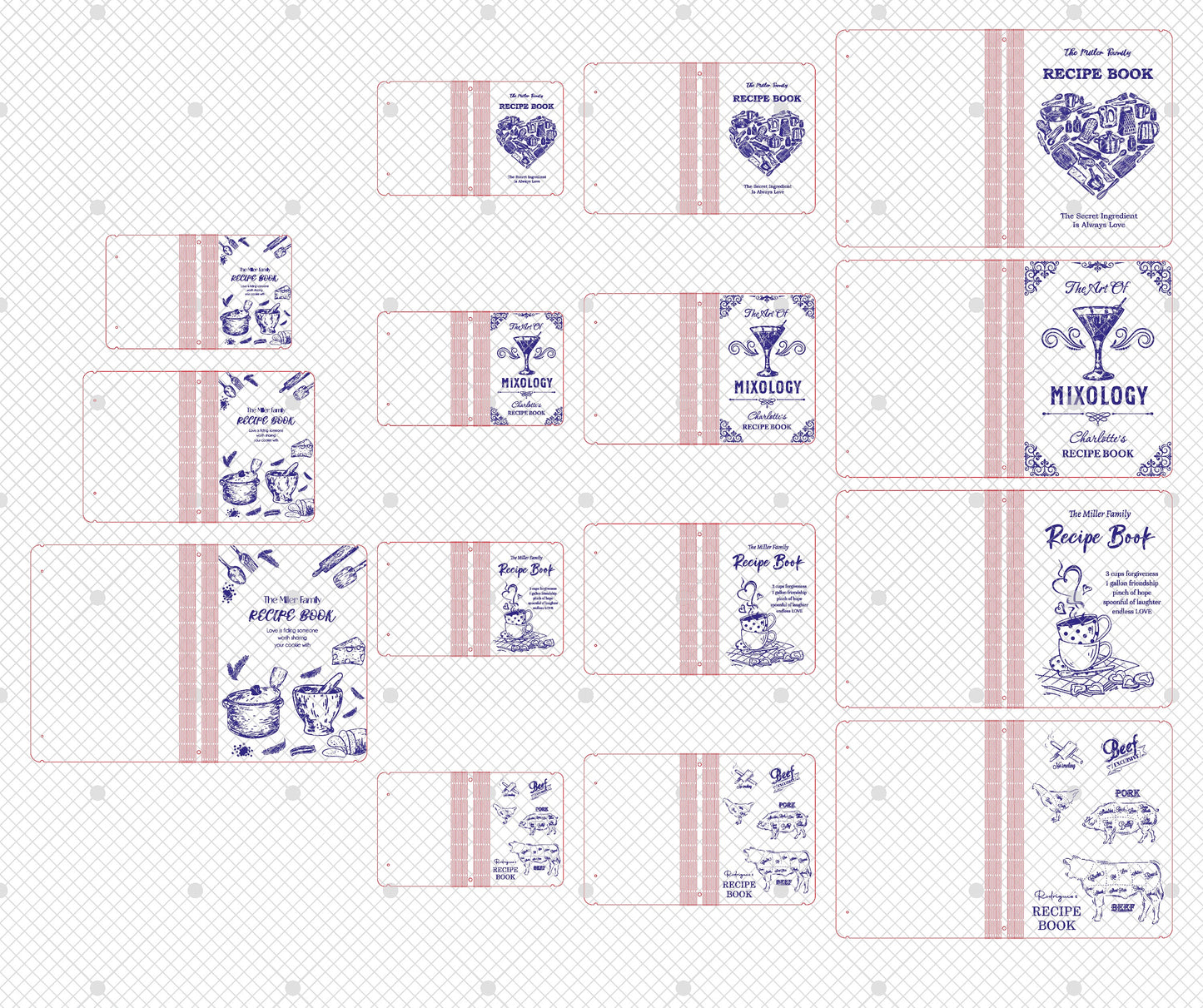 Butcher Chart Mixology Kitchen Recipe Book SVG for Glowforge