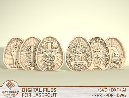 Multilayer Easter Egg SVG Bundle Christian Egg Scene for LightBurn