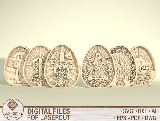 Multilayer Easter Egg SVG Bundle Christian Egg Scene for LightBurn
