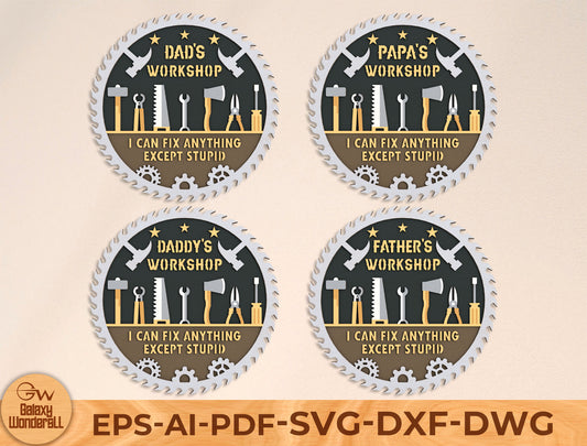 Dad’s Workshop Laser Cut File | Funny Workshop Sign | Industrial Wooden Decor | Glowforge, xTool, LightBurn, etc.