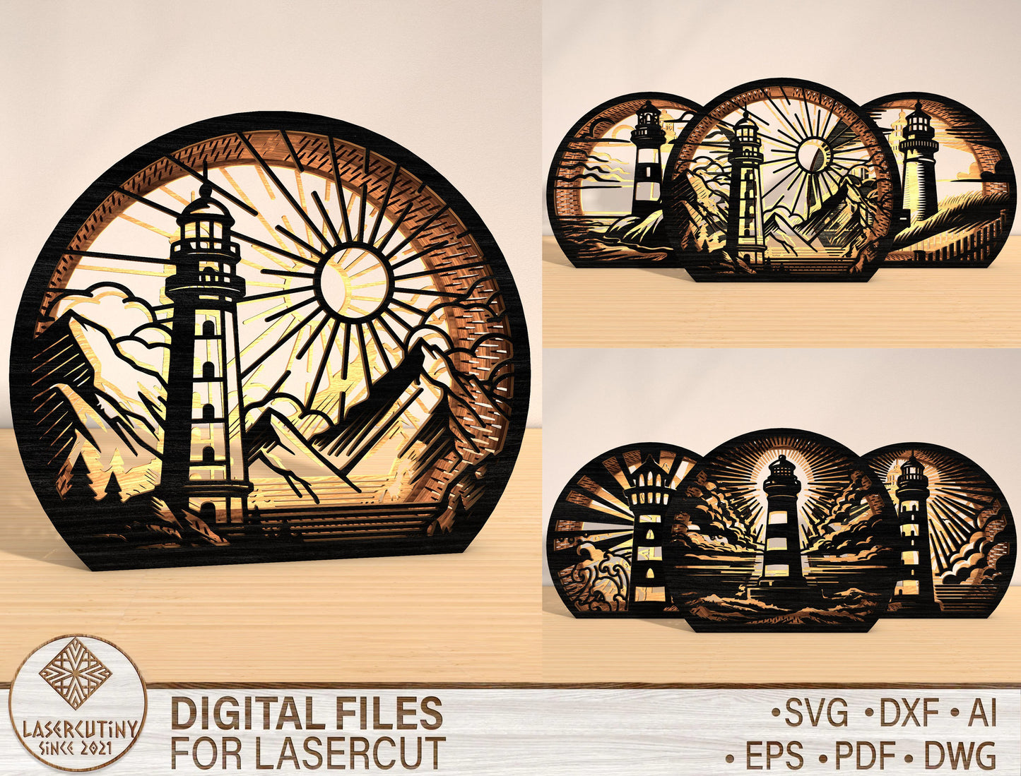 Lighthouse Lantern SVG Bundle Laser Cut File for Glowforge and LightBurn