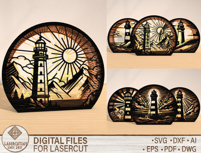 Lighthouse Lantern SVG Bundle Laser Cut File for Glowforge and LightBurn