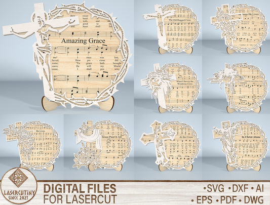Easter Day Christian Tabletop Decor SVG Layered Wood for LightBurn