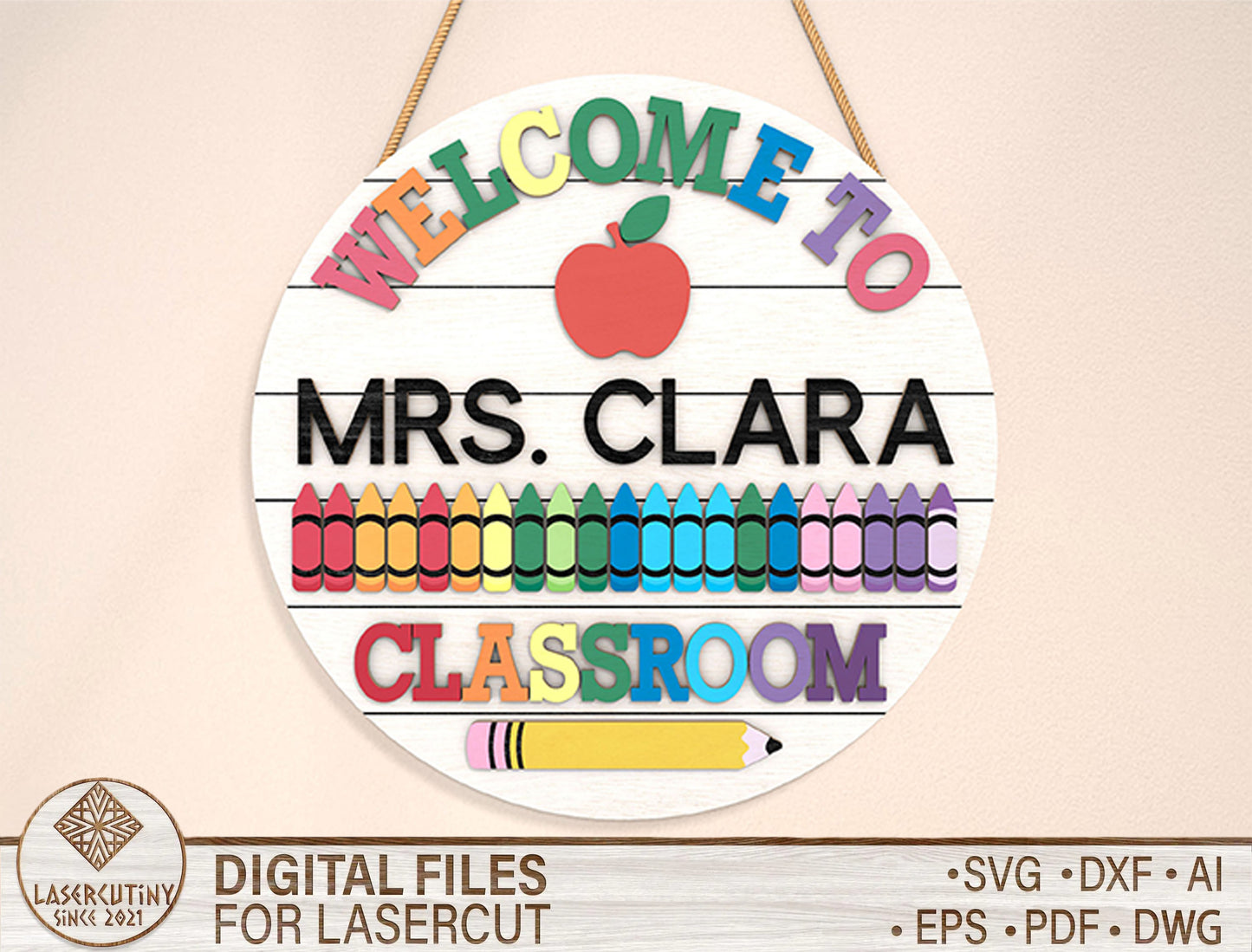 Personalized Classroom Door Sign SVG Laser Cut File for xTool Users