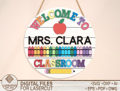 Personalized Classroom Door Sign SVG Laser Cut File for xTool Users