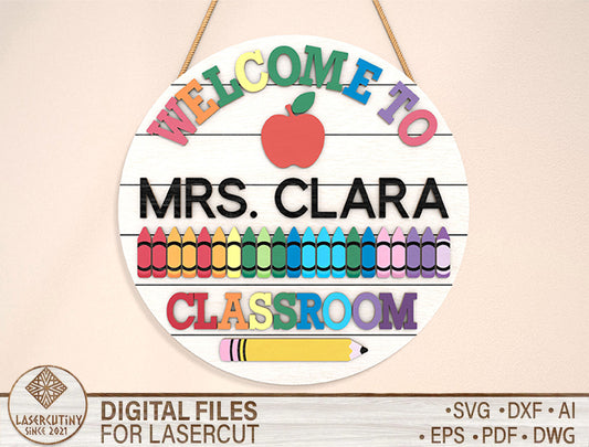 Personalized Classroom Door Sign SVG Laser Cut File for xTool Users