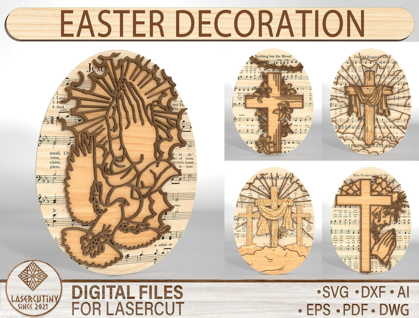 Christian Easter Cross Egg SVG Jesus Cross Decor for Glowforge and xTool