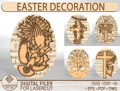 Christian Easter Cross Egg SVG Jesus Cross Decor for Glowforge and xTool